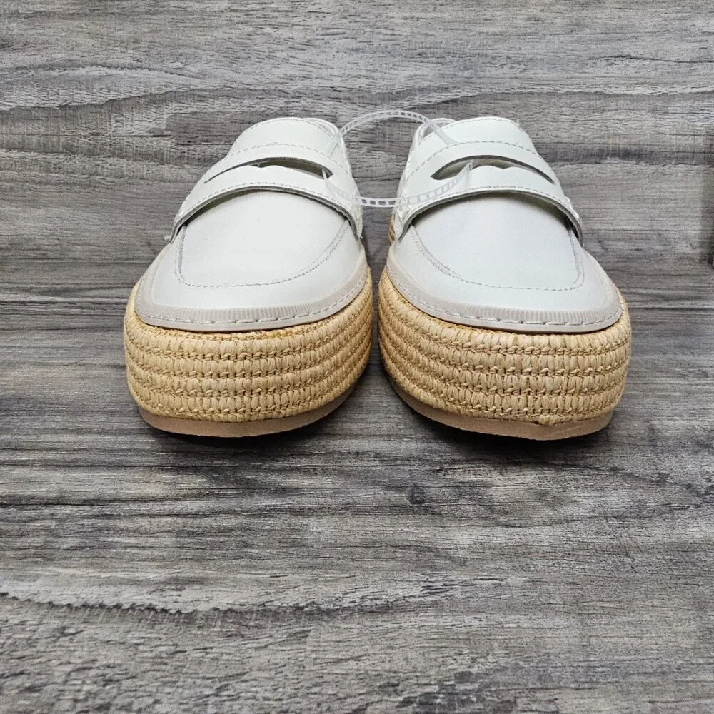 Dolce Vita Ranna Loafer New Espadrille Platform Ivory Leather Slip On Shoe